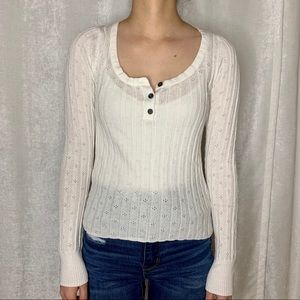 American Eagle White Long Sleeve Scoop Neck XS